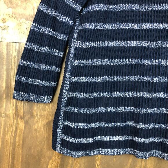 Coldwater Creek Womens Sweater Blue Knit Striped Boat Neck Long Sleeve Wool L - Picture 3 of 13